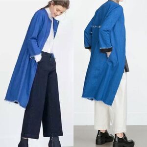 NWT zara collarless‎ denim duster jacket